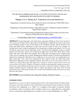 Cycad Aulacaspis Scale (Cas) Aulacaspis Yasumatsui Takagi As a Major Pest of Sago Palm Cycas Spp