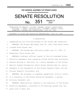 SENATE RESOLUTION Session of No