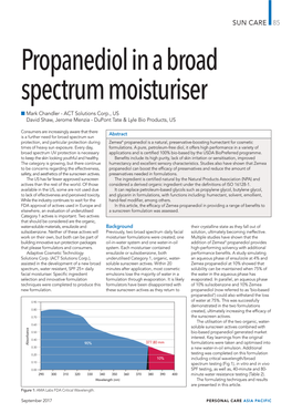 Propanediol in a Broad Spectrum Moisturiser