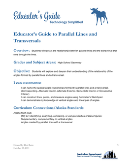 Complete Educator's Guide to Parallel Lines and Transversals