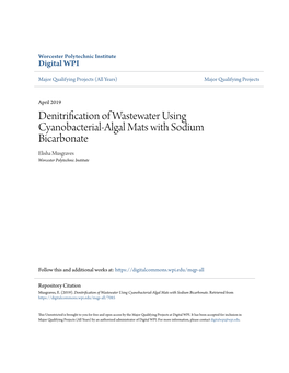 Denitrification of Wastewater Using Cyanobacterial-Algal Mats with Sodium Bicarbonate Elisha Musgraves Worcester Polytechnic Institute