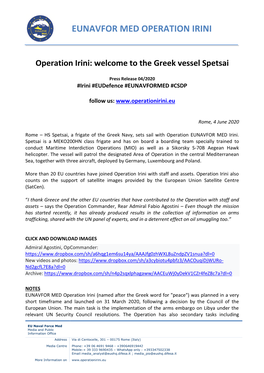 Operation Irini: Welcome to the Greek Vessel Spetsai