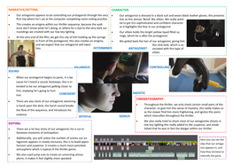 Character: Editing: Narrative/Setting: Sound