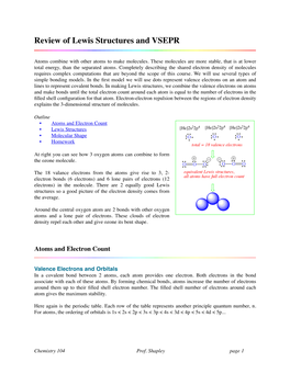 Review of Lewis Structures and VSEPR