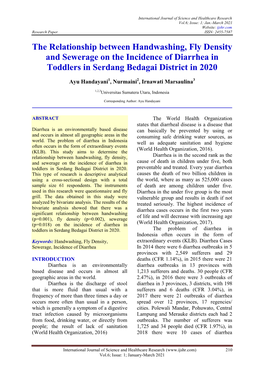The Relationship Between Handwashing, Fly Density and Sewerage on the Incidence of Diarrhea in Toddlers in Serdang Bedagai District in 2020