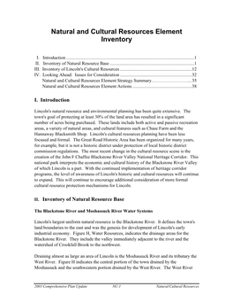 Natural and Cultural Resources Element Inventory