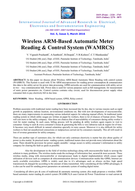 Wireless ARM-Based Automatic Meter Reading & Control System