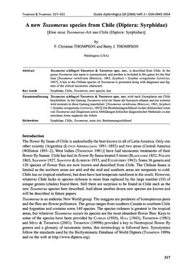 A New Toxomerus Species from Chile (Diptera: Syrpliidae) [Eine Neue Toxomerus-Art Aus Chile (Diptera: Syrphidae)]