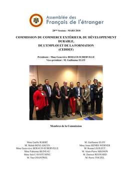 Commission Du Commerce Extérieur, Du Développement Durable, De L’Emploi Et De La Formation (Ceddef)