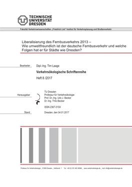 Verkehrsökologische Schriftenreihe Heft 8 /2017