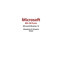 Microsoft MD-100 Exam Microsoft Windows 10
