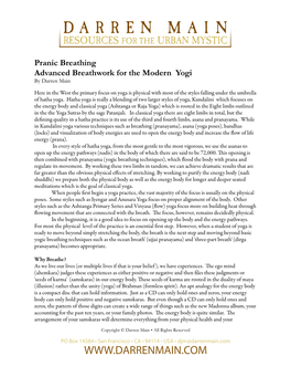 Pranic Breathing Advanced Breathwork for the Modern Yogi by Darren Main