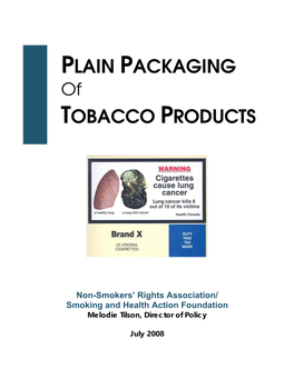 Plain Packaging Tobacco Products