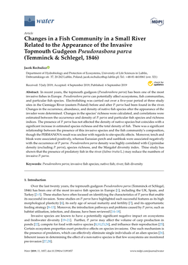 Changes in a Fish Community in a Small River Related to the Appearance of the Invasive Topmouth Gudgeon Pseudorasbora Parva (Temminck & Schlegel, 1846)