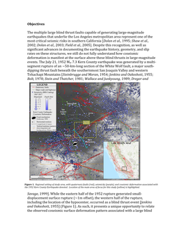 Objectives the Multiple Large Blind Thrust Faults Capable of Generating