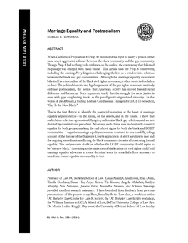 Marriage Equality and Postracialism Russell K Robrnson