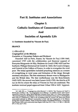 Part II. Institutes and Associations Chapter 3. Catholic Institutes Of