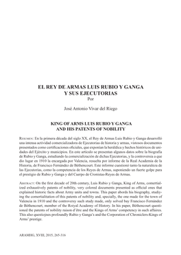 EL REY DE ARMAS LUIS RUBIO Y GANGA Y SUS EJECUTORIAS Por