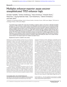 Multiplex Enhancer-Reporter Assays Uncover Unsophisticated TP53 Enhancer Logic