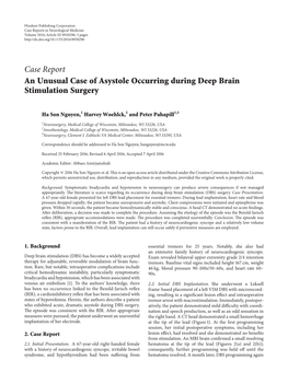 An Unusual Case of Asystole Occurring During Deep Brain Stimulation Surgery