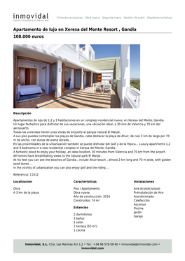 <!--:Es-->Apartamento De Lujo En Xeresa Del Monte Resort , Gandia