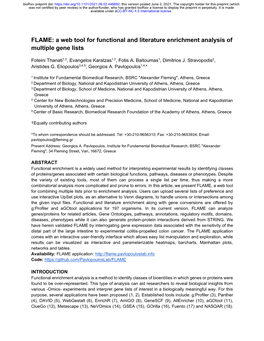 FLAME: a Web Tool for Functional and Literature Enrichment Analysis of Multiple Gene Lists