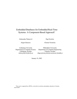 Embedded Databases for Embedded Real-Time Systems: a Component-Based Approach1