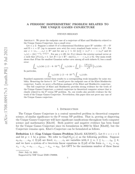 A Periodic Isoperimetric Problem Related to the Unique Games Conjecture