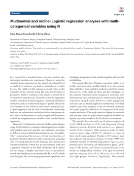 Multinomial and Ordinal Logistic Regression Analyses with Multi- Categorical Variables Using R