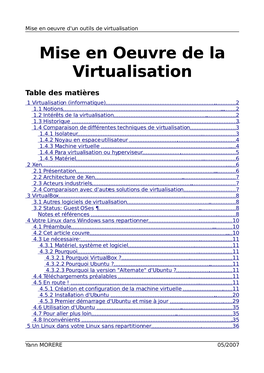 Mise En Oeuvre De La Virtualisation