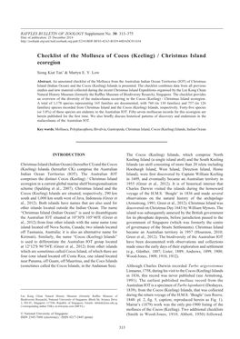 Checklist of the Mollusca of Cocos (Keeling) / Christmas Island Ecoregion