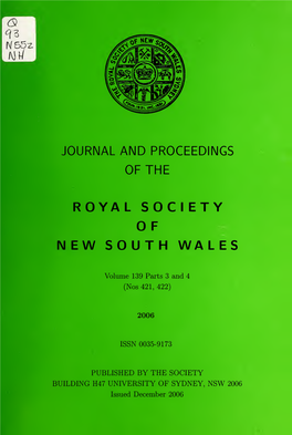 Journal and Proceedings of the Royal Society of New South Wales