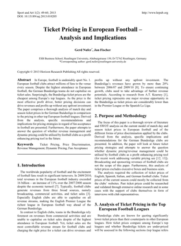 Ticket Pricing in European Football – Analysis and Implications