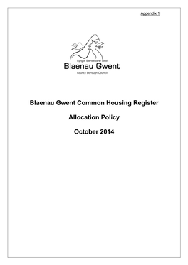 Blaenau Gwent Common Housing Register Allocation Policy October
