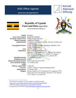 Republic of Uganda Facts and Data (June 2011)