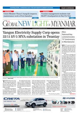 Yangon Electricity Supply Corp Opens 33/11 Kv-5 MVA Substation In