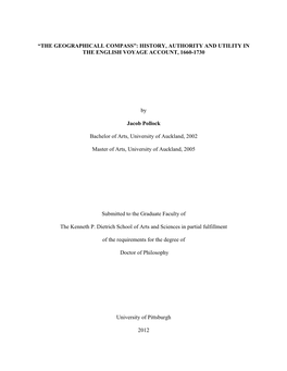 The Geographicall Compass”: History, Authority and Utility in the English Voyage Account, 1660-1730