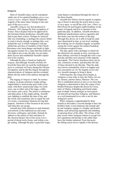 Antigone Most of Anouilh's Plays Can Be Considered Some Humor Is Introduced Through the Roles of Under One of Two General Headings: Pieces Roses the Three Guards