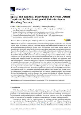 Spatial and Temporal Distribution of Aerosol Optical Depth and Its Relationship with Urbanization in Shandong Province