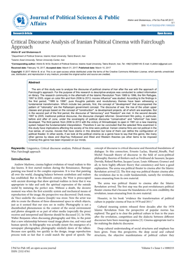 Critical Discourse Analysis of Iranian Political Cinema with Fairclough