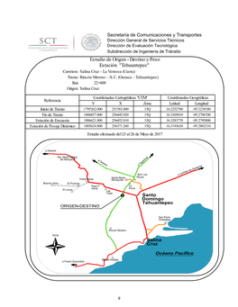 Estudio De Origen - Destino Y Peso Estación ''Tehuantepec'' Carretera: Salina Cruz – La Ventosa (Cuota) Tramo: Rincón Moreno – X