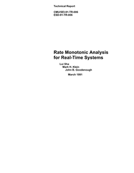 Rate Monotonic Analysis for Real-Time Systems