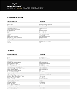 Sample Delegate List Championships Teams