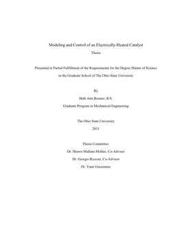 Modeling and Control of an Electrically-Heated Catalyst