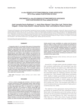 In Vitro GROWTH of ECTOMYCORRHIZAL FUNGI ASSOCIATED with Pinus Radiata PLANTATIONS in CHILE