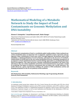 Mathematical Modeling of a Metabolic Network to Study the Impact of Food Contaminants on Genomic Methylation and DNA Instability