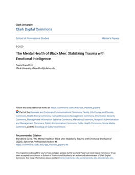 The Mental Health of Black Men: Stabilizing Trauma with Emotional Intelligence