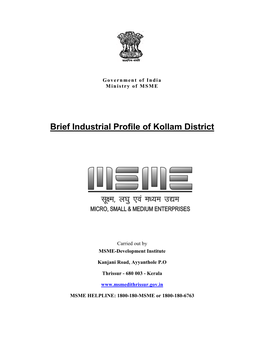 Brief Industrial Profile of Kollam District