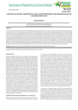 A Review of Botany, Therapeutic Value, Phytochemistry, and Pharmacology of Cussonia Paniculata