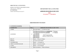 Adresses Des Bureaux De Votes De L'arrondissement De Dijon